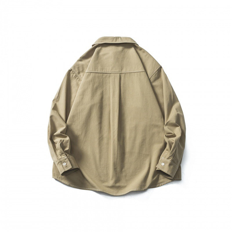 Men's Oversize Canvas Shirt Jacket with Cap Seams and Patch Pockets Amarae