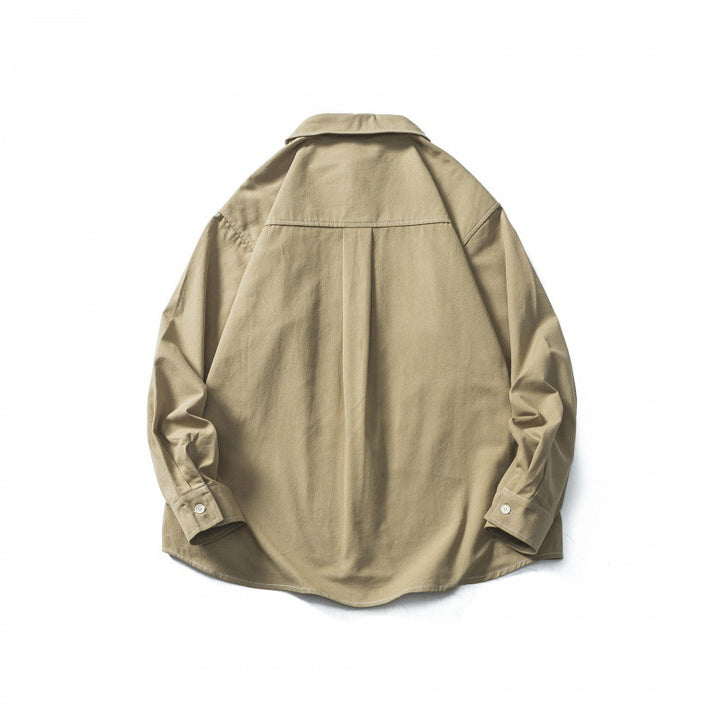 Men's Oversize Canvas Shirt Jacket with Cap Seams and Patch Pockets Amarae