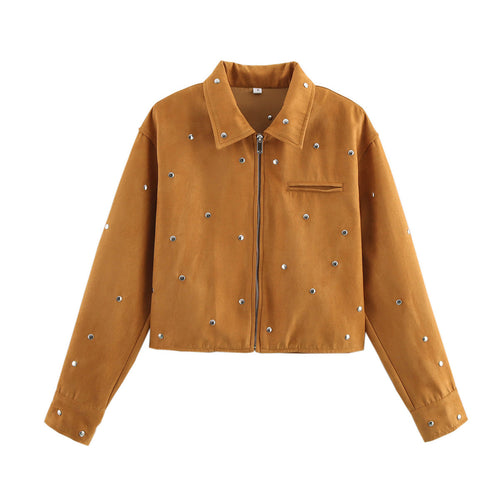 Ladies fashion oversized jacket with decorative studs Amarae