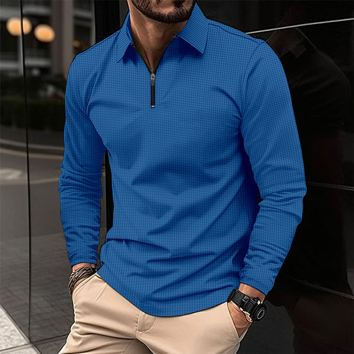 Men's elegant long sleeve shirt with innovative zipper closure and textured top Lune London