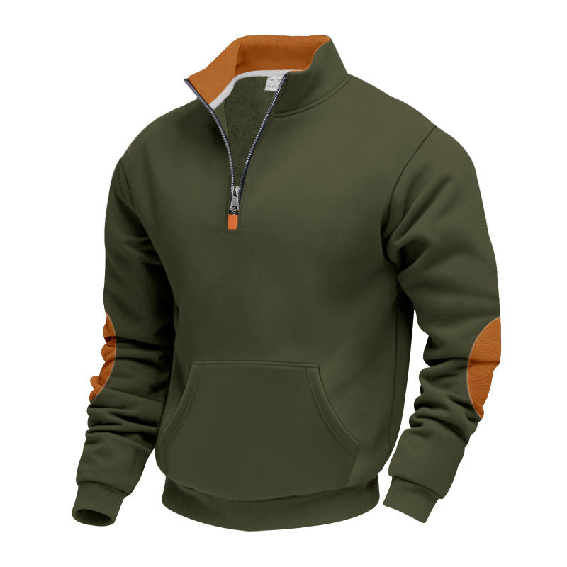 Elegant men's fleece sweater with high collar and functional zipper Lune London