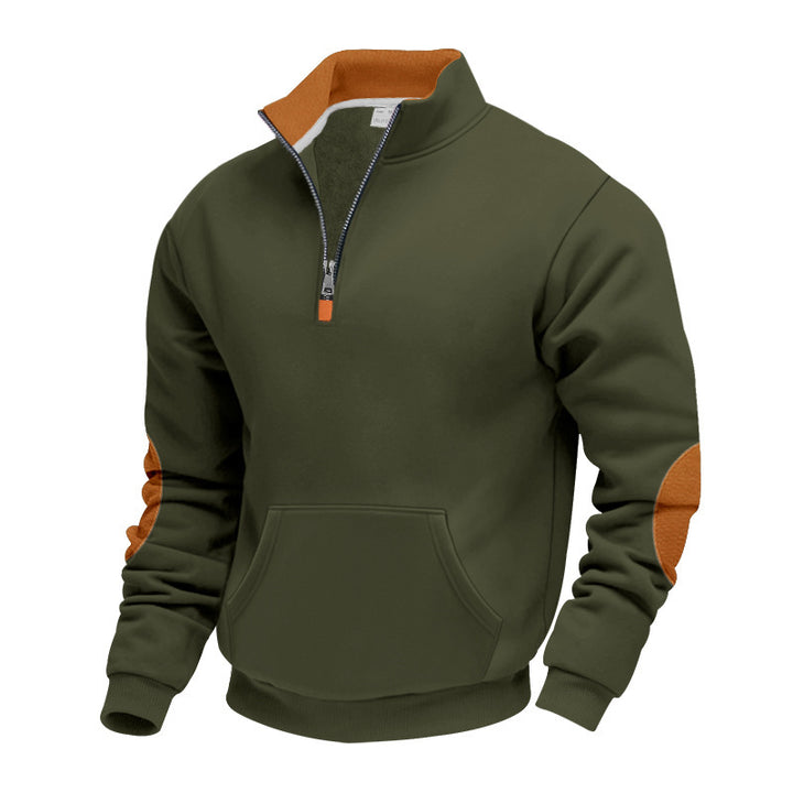 Elegant men's fleece sweater with high collar and functional zipper Lune London
