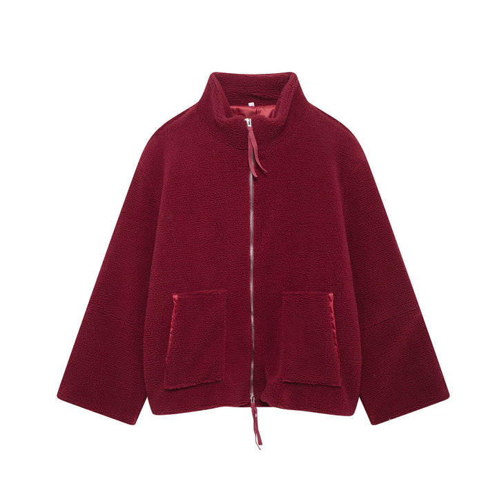 Comfortable fleece jacket for women with a high collar and practical pockets Lune London