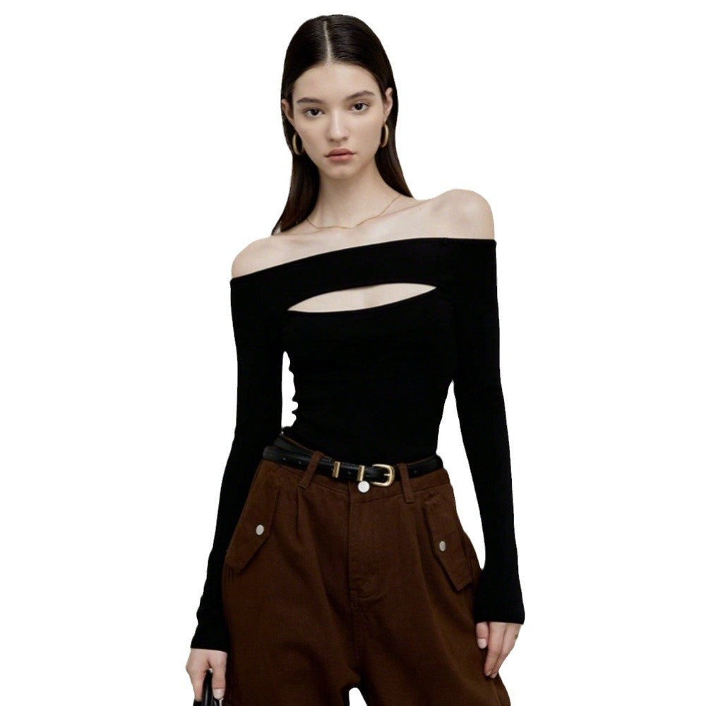 Haut ajusté pour femmes avec encolure asymétrique et manches longues Chic & Stil