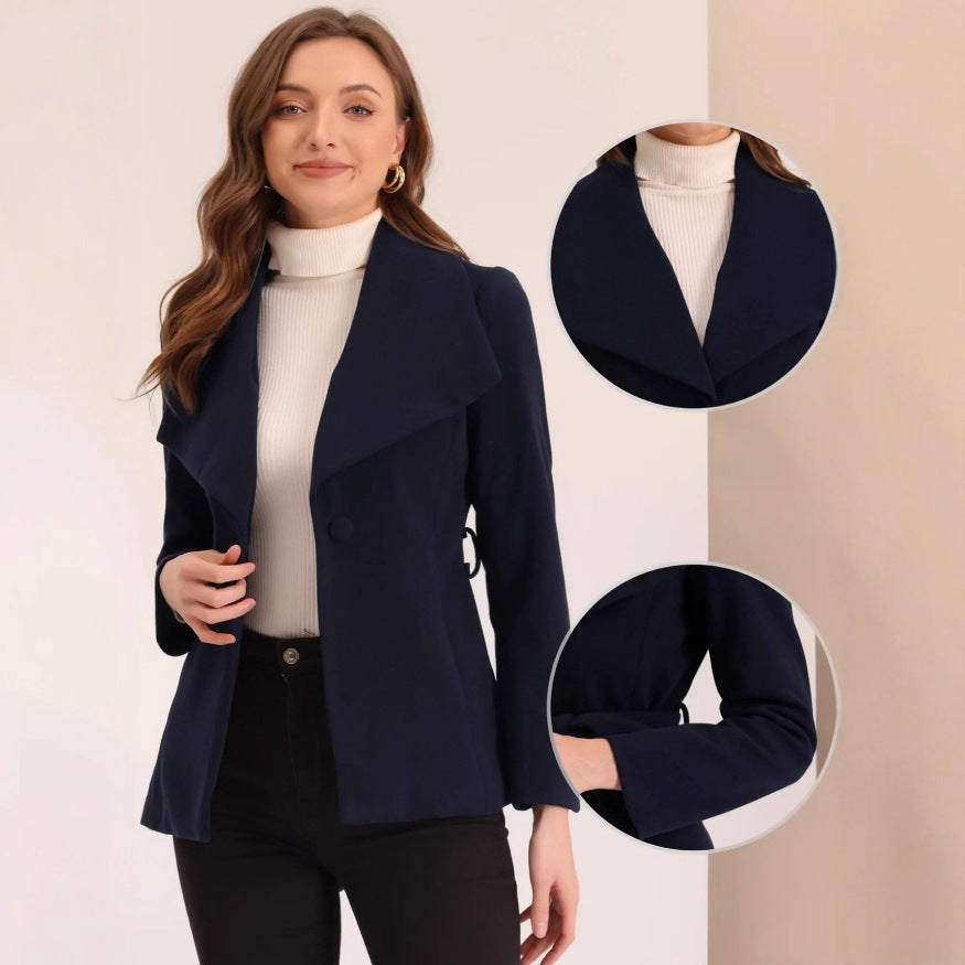 Lune London asymmetric collar fashion transition jacket for women