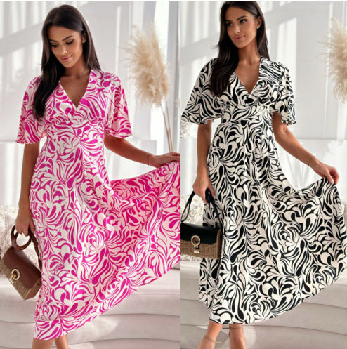 Amarae Women's maxi dress with floral print and butterfly sleeves
