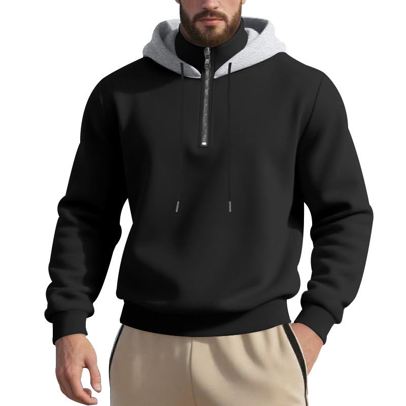 Sporty hoodie for men with half-zipper and breathable fabric Lune London