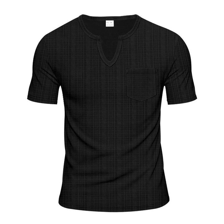 Short sleeve V-neck T-shirt for men with chest pocket Lune London