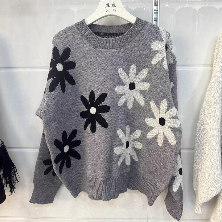 Pull en tricot cosy pour femmes avec motif floral et matériau doux Chic & Stil