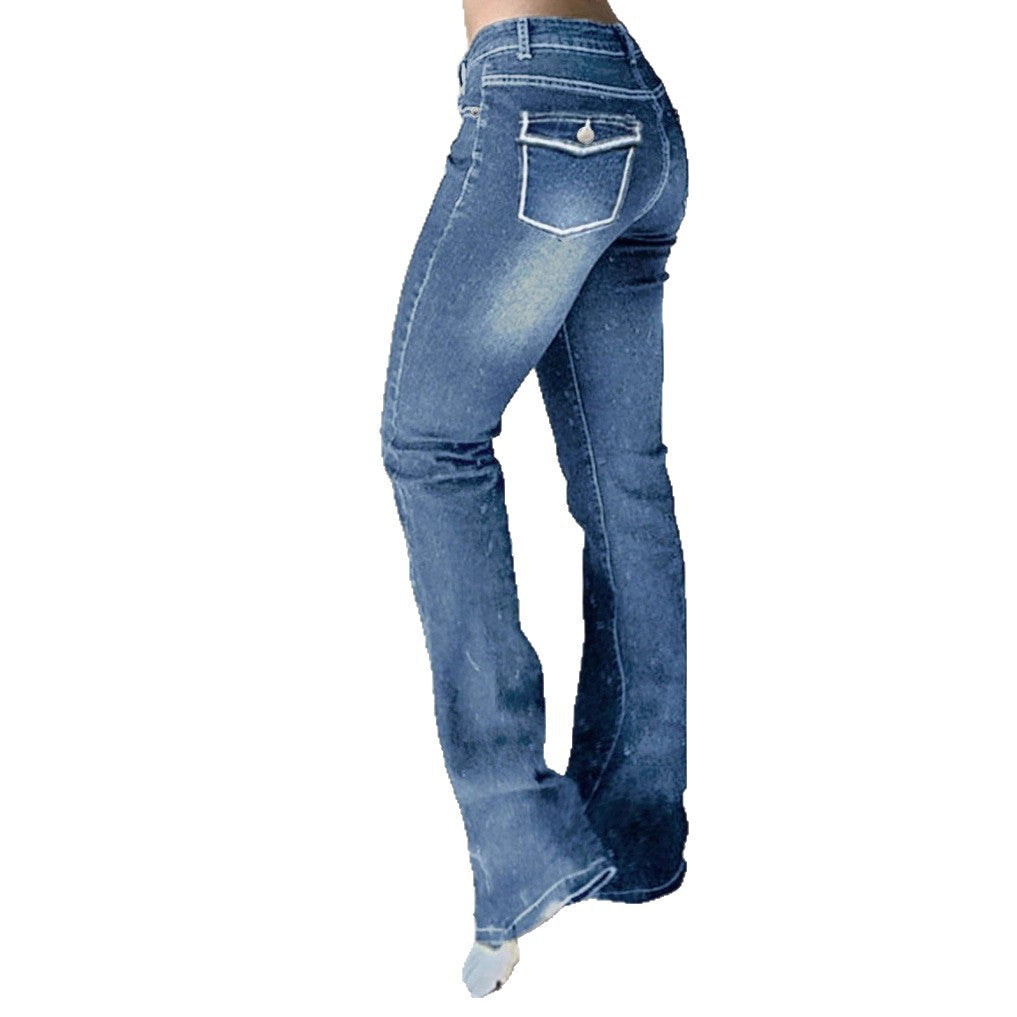 Women's high-waisted flared denim pants with sculpting fit and extended leg Amarae