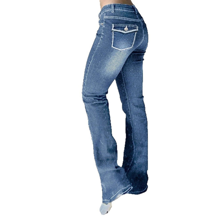 Women's high-waisted flared denim pants with sculpting fit and extended leg Amarae