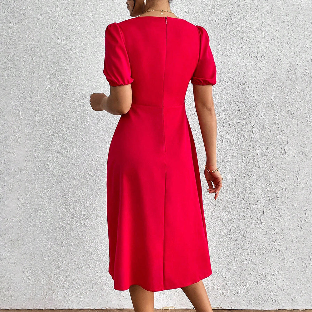 Robe midi pour femmes avec manches bouffantes et fente latérale élégante Chic & Stil