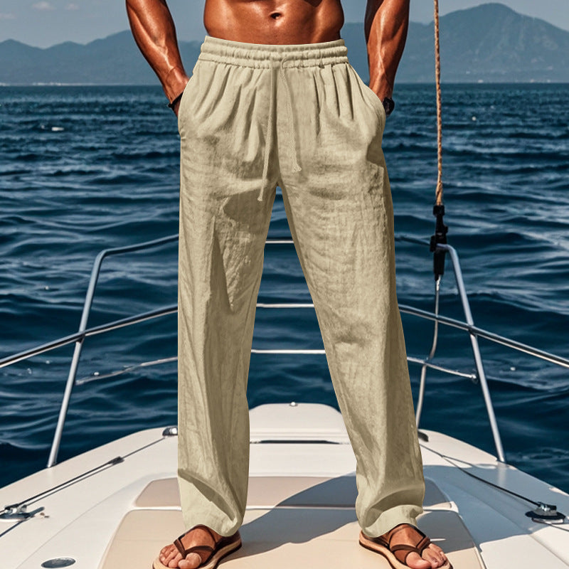 Men's casual cargo pants made of lightweight, breathable material with an elastic waistband and wide legs. Chic and stylish.