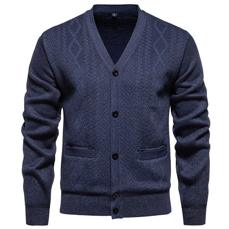 Men's classic cardigan with structured design and practical pockets Lune London