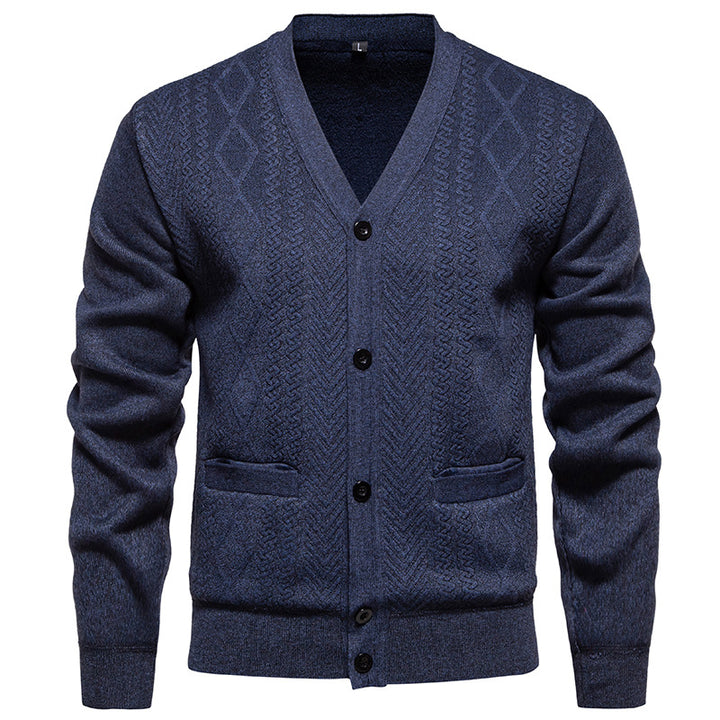 Men's classic cardigan with structured design and practical pockets Lune London