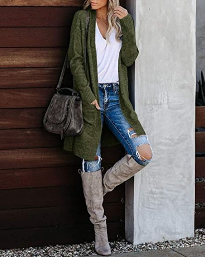 Ladies long open cardigan with relaxed cut Lune London