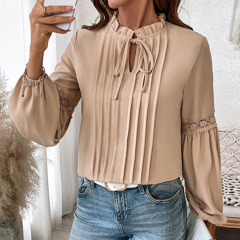 Lune London Women's shirt with fine pleats and lace
