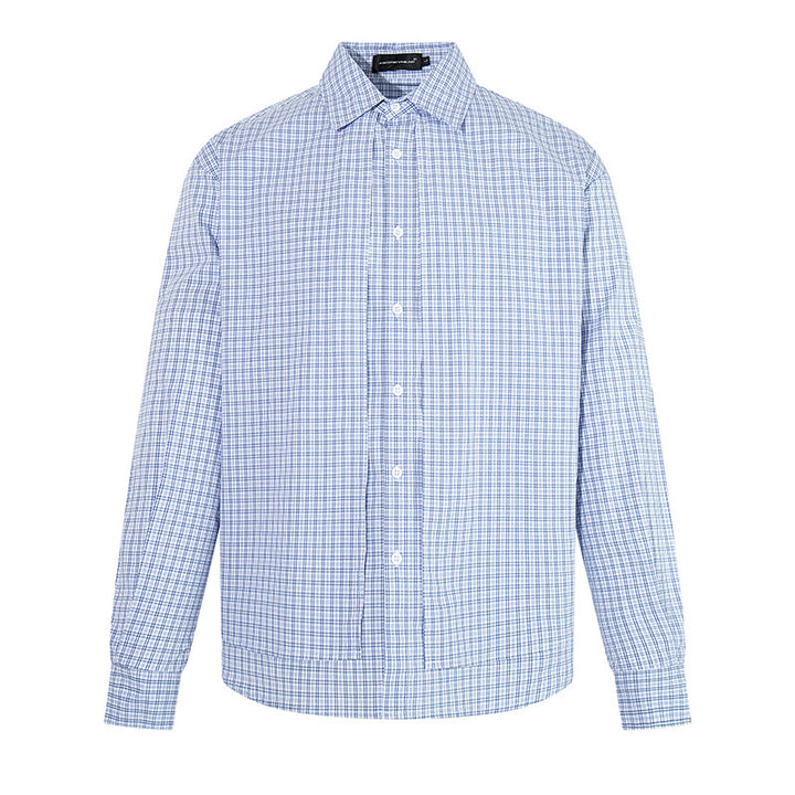 Men's Checked Cotton Long Sleeve Shirt in Relaxed Fit with Kent Collar Amarae