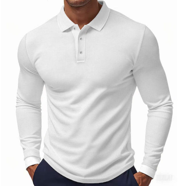 Men's Long-Sleeve Polo Shirt In Structured Design with Modern Cut Lune London