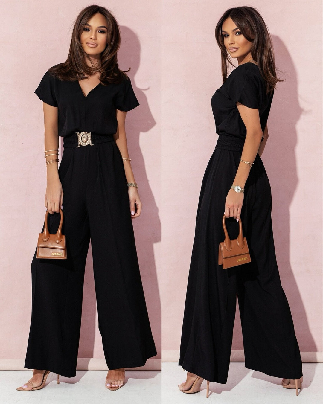 Women’s jumpsuit with wide leg and belt Lune London