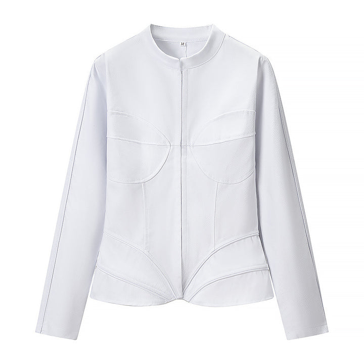 Women Sculptural Corset Blazer with Emphasized Waist and Zipper Amarae