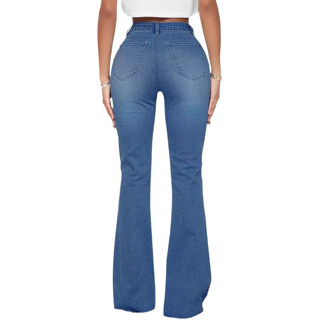 Women's high-waisted flared jeans with pearl embellishment Amarae