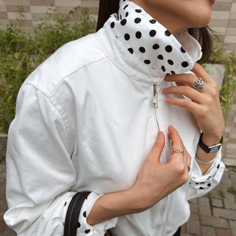 Women's lightweight bomber jacket with stand-up collar and dotted lining Amarae