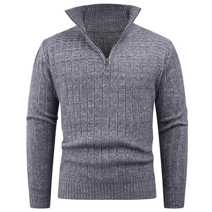Men's knitted sweater with modern zipper and ribbed structure Lune London