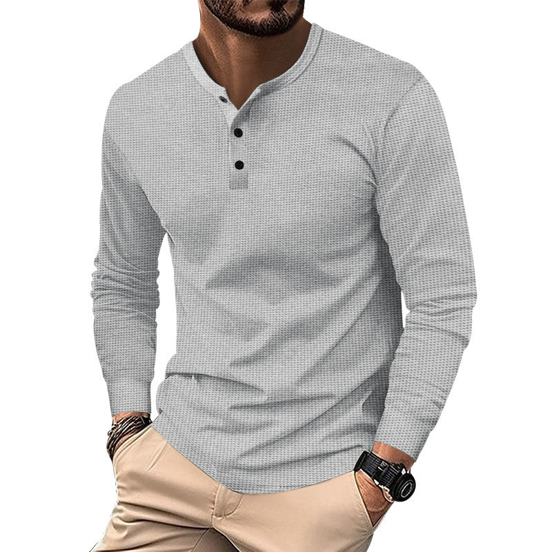 Men's Long Sleeve Henley T-Shirt in Breathable Structured Fabric Lune London