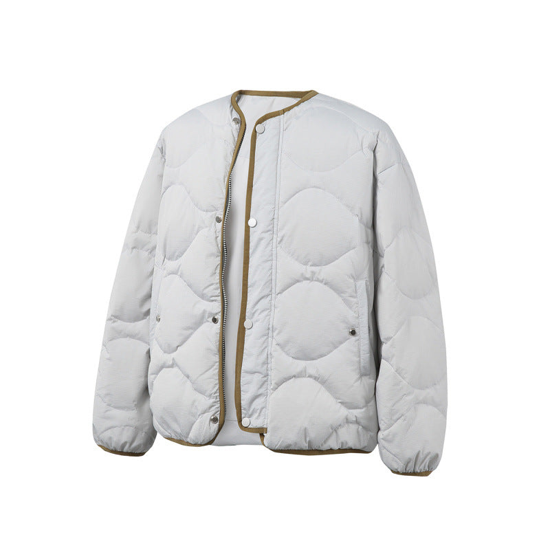 Unisex Kastig padded short jacket with circular quilting, round neckline and contrast piping Amarae