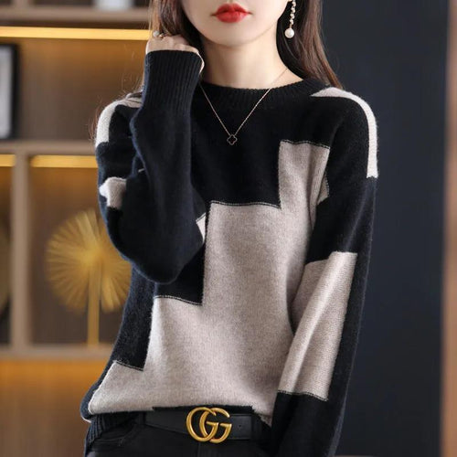 Pull tricoté à motifs pour femmes avec design géométrique Chic & Stil