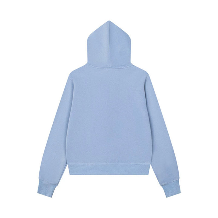 Women’s Hooded Sweat Jacket with Military Button Decoration and Full-Length Zipper Amarae