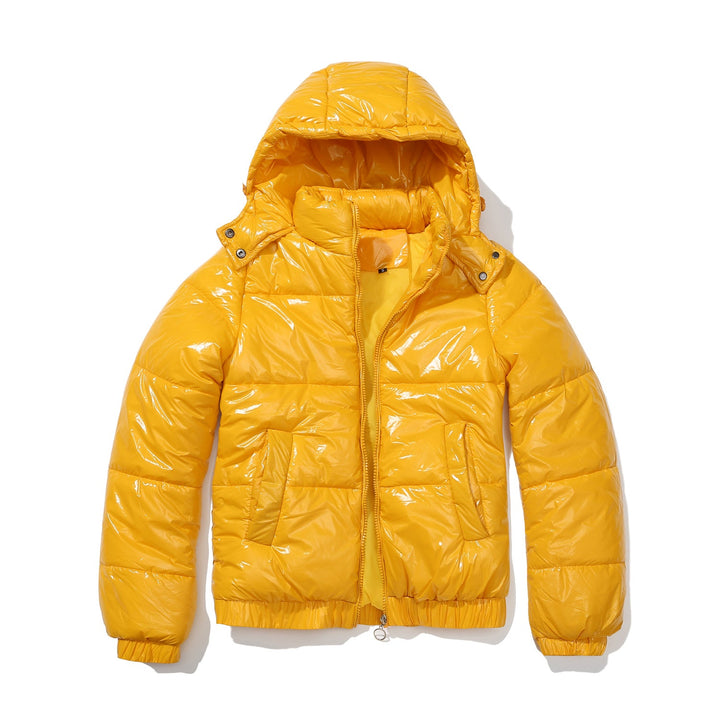 Women's Shiny Quilted Jacket with Removable Hood Lune London