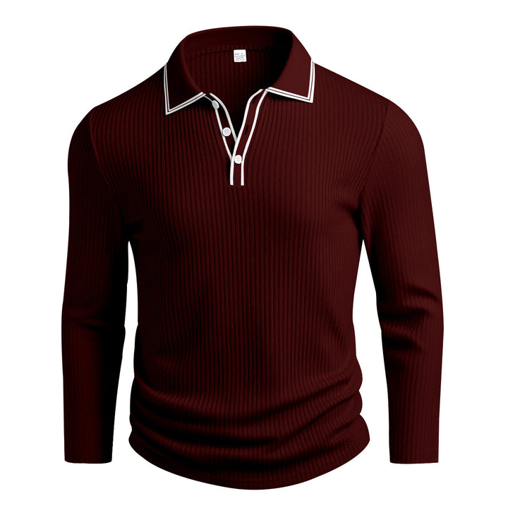 Men's Long Sleeve Polo Shirt with Textured Design Lune London