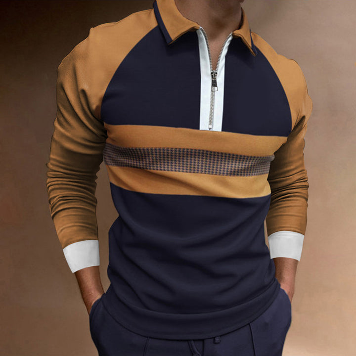 Long sleeve polo shirt for men with modern zip closure and sporty accents Lune London