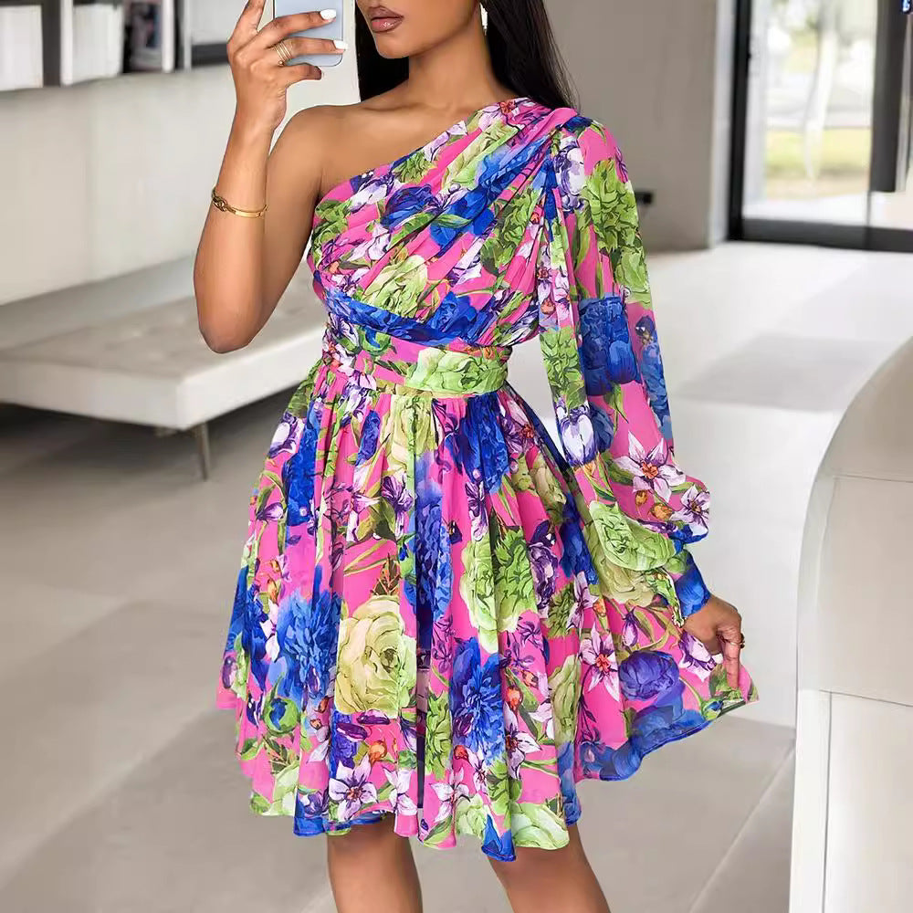 Lune London asymmetrical floral mini dress for women