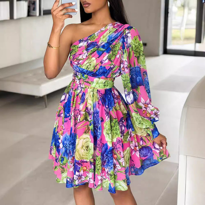 Lune London asymmetrical floral mini dress for women