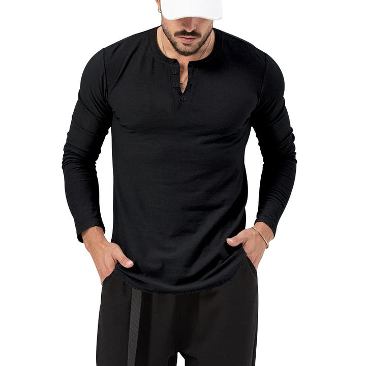Men's Long Sleeve Henley Shirt in High Quality Cotton Blend with Stylish Button Details Lune London