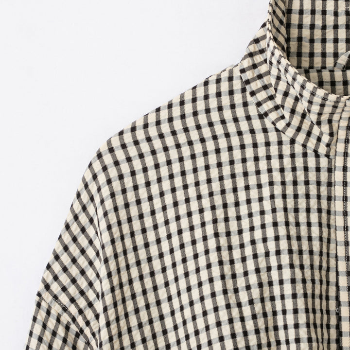 Women's checked overshirt with stand-up collar and boxy cropped silhouette Amarae