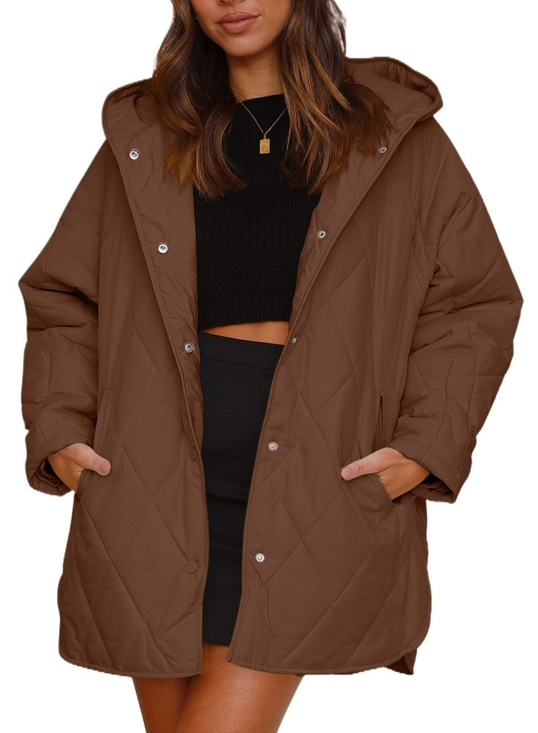 Lune London Women’s Quilted Winter Jacket with Hood