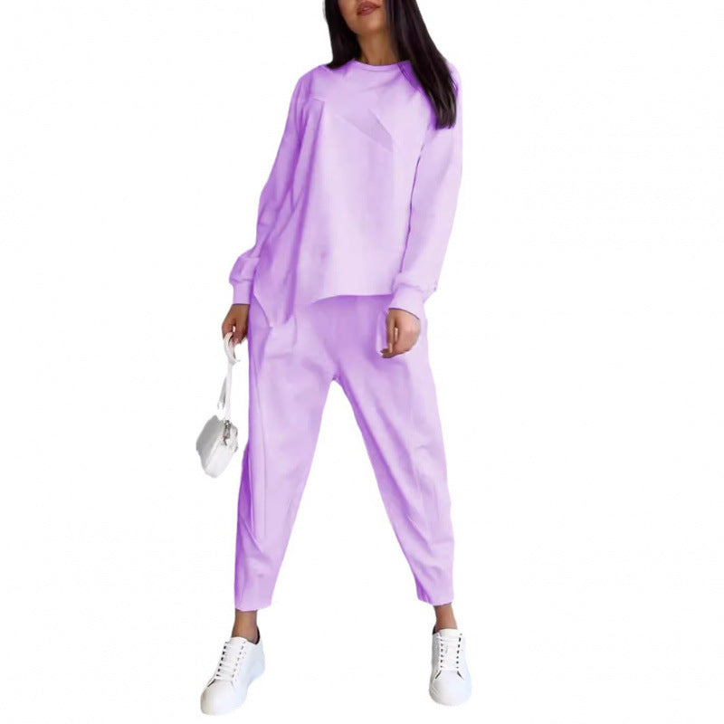 Women's Casual Two-Piece Lounge Set with Oversize Sweatshirt and Tailored Tapered Pants Amarae