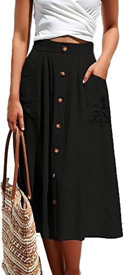 A-Line Button Front Skirt for Women with Pockets Lune London