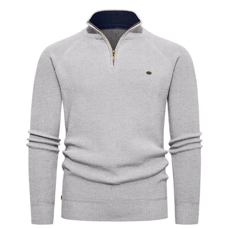 Knitted pullover for men with a high collar and zipper Lune London