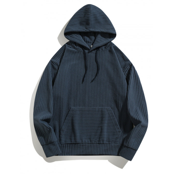 Men's casual hoodie with a textured striped pattern and practical pockets Amarae