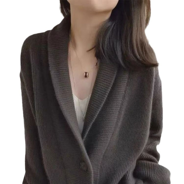 Gilet en tricot confortable pour femmes avec larges revers et poches
