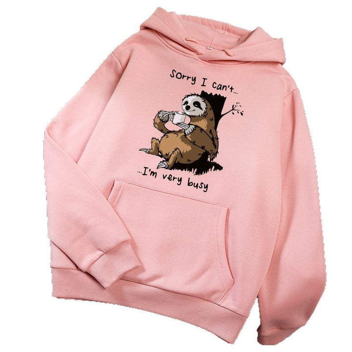 Ladies hoodie with cute animal motif and playful slogan Lune London