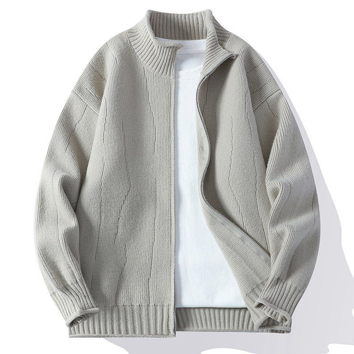 Fashion knit jacket for men with stand-up collar and zipper Lune London
