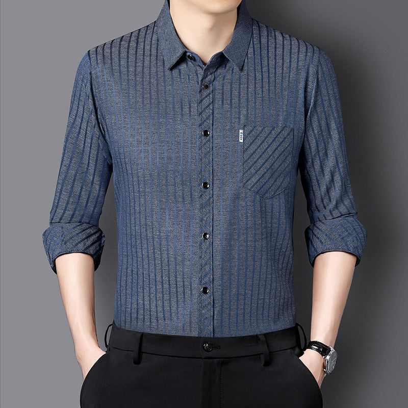 Casual long-sleeved shirt for men with modern striped pattern Lune London