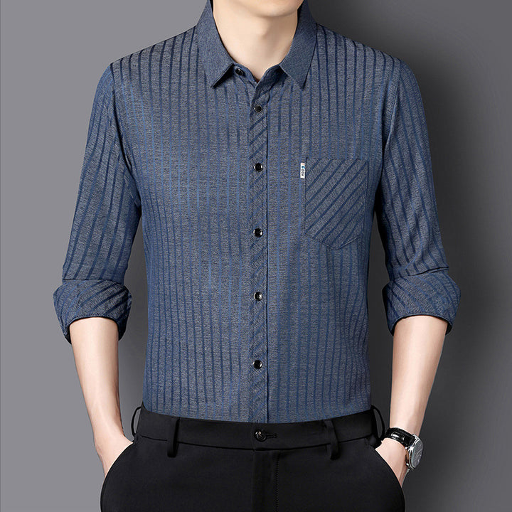 Casual long-sleeved shirt for men with modern striped pattern Lune London