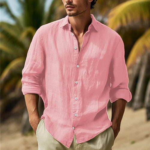 Men's Linen Shirt with A Loose Fit and Elegant Button Placket Amarae